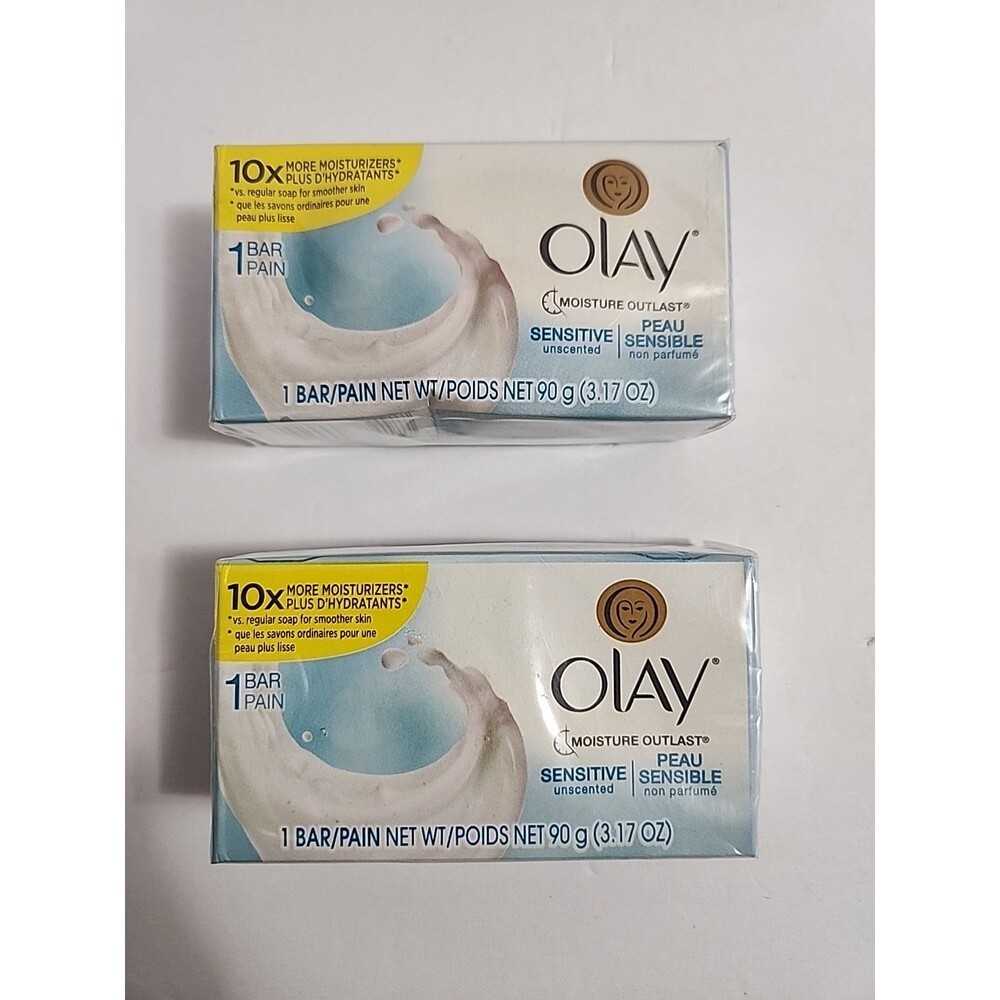 2 Bars Olay Sensitive Unscented Beauty Bar Soap 3.17 oz each  New Sealed